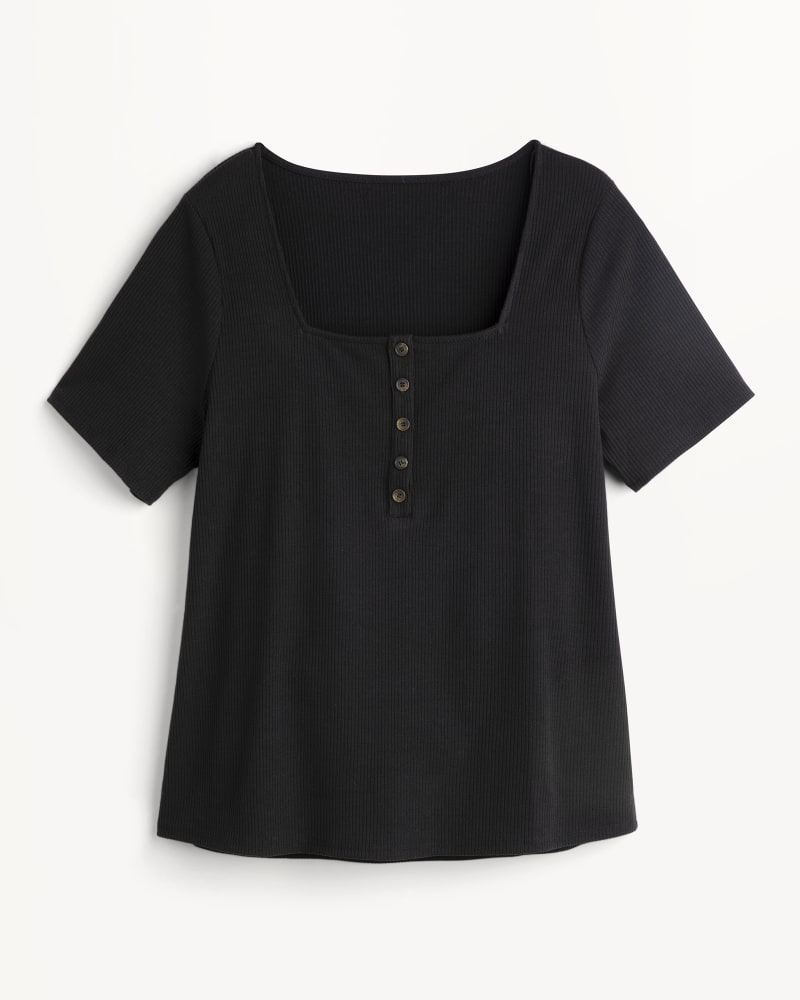 Front of plus size Charlotte Ribbed Henley Top by Socialite | Dia&Co | dia_product_style_image_id:163838